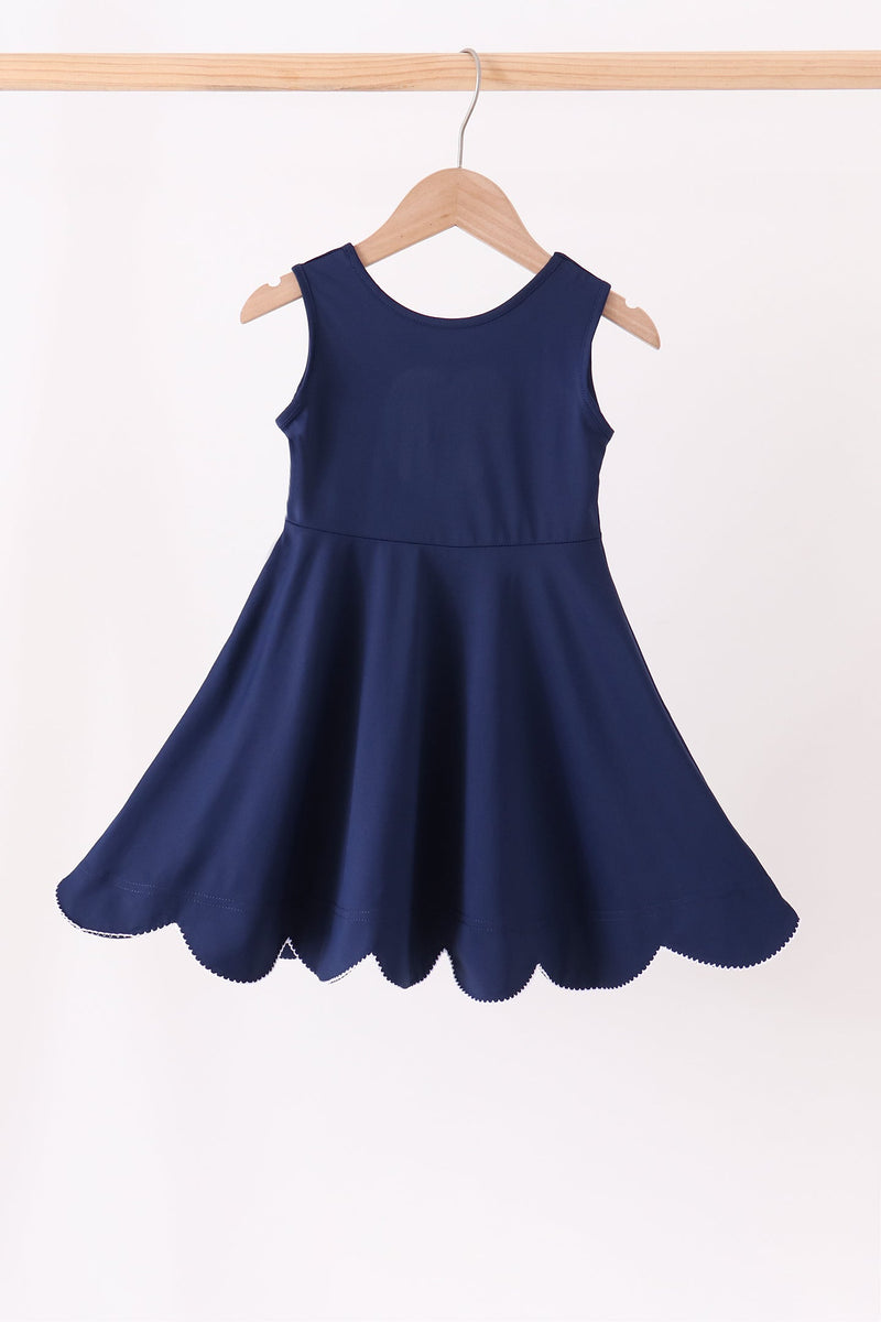 Navy Scalloped Dress at Sophia's Style –