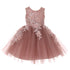 Girls Mauve 3D Floral Appliques Soft Tulle Easter Flower Girl Dress 2-12 - SophiasStyle.com