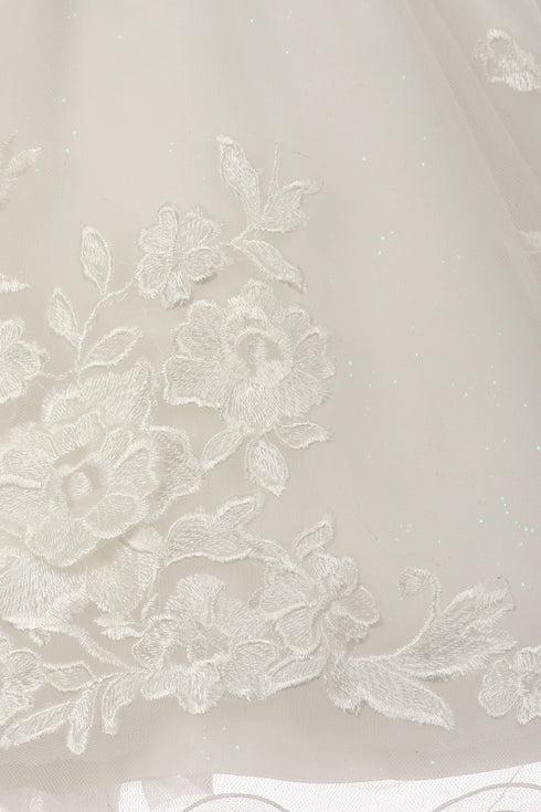 Baby Girls White Lace Applique Tulle Special Occasion Dress 6-24 Months