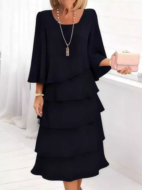 full-size-ruffled-layered-3-4-sleeve-dress-plus-size-OhSoStyled-Sophia's-Style-7