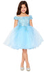 Girls 3D Floral Tulle Off Shoulder Junior Bridesmaid Dress 2-12