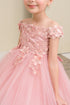 Girls 3D Floral Tulle Off Shoulder Junior Bridesmaid Dress 2-12