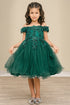 Girls 3D Floral Tulle Off Shoulder Junior Bridesmaid Dress 2-12