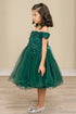 Girls 3D Floral Tulle Off Shoulder Junior Bridesmaid Dress 2-12