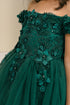 Girls 3D Floral Tulle Off Shoulder Junior Bridesmaid Dress 2-12