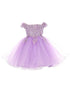 Baby Girls Dusty Rose 3D Floral Lentejuelas Tul Fuera del hombro Vestido de niña de las flores 6-24M