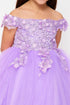 Girls 3D Floral Tulle Off Shoulder Junior Bridesmaid Dress 2-12