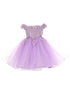 Big Girls Lilac 3D Floral Sequin Tulle Off Shoulder Junior Bridesmaid Dress 8-12 - SophiasStyle.com