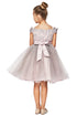Girls Multi Color 3D Floral Tulle Off Shoulder Junior Bridesmaid Dress 2-12