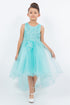 Girls Rhinestone Pearl Wired Tulle Hi-Low Flower Girl Dress 2-12