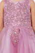 Girls Rhinestone Pearl Wired Tulle Hi-Low Flower Girl Dress 2-12