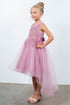 Girls Rhinestone Pearl Wired Tulle Hi-Low Flower Girl Dress 2-12