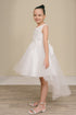 Girls Rhinestone Pearl Wired Tulle Hi-Low Flower Girl Dress 2-12
