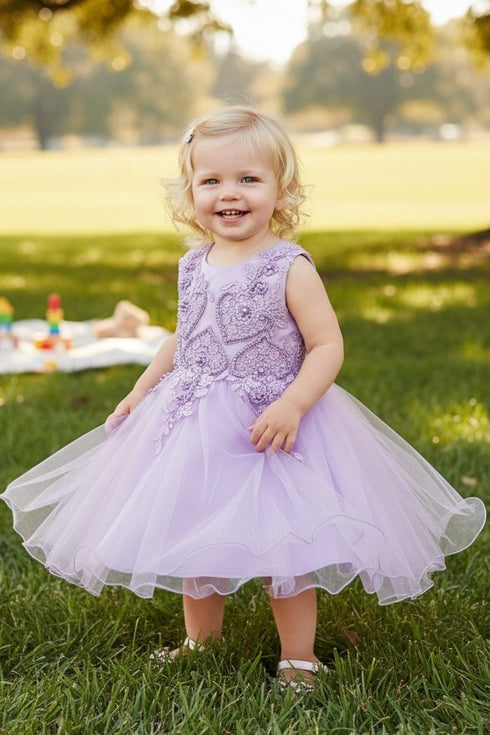 Baby Girls Multi Color Glitter Tulle Pearls Lace Easter Flower Girl Dress 3-24M