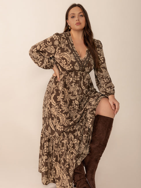 plus-size-printed-v-neck-balloon-sleeve-maxi-dress OhSoStyled - Sophia's Style-8