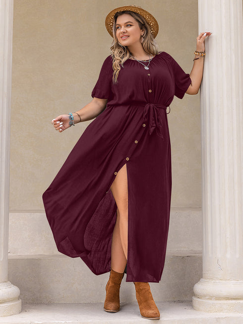plus-size-round-neck-half-sleeve-dress OhSoStyled - Sophia's Style-6