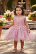 Baby Girls Multi Color Pearl Beaded 3D Floral Applique Flower Girl Dress, Sizes 3-24Months