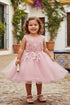 Vestido de niña de flores de tul de encaje con apliques florales multicolor para niñas 3-24M