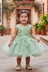 Vestido de niña de flores de tul de encaje con apliques florales multicolor para niñas 3-24M