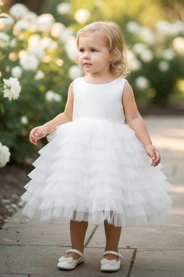 Baby Girls Tulle Dress by Cinderella Couture – Satin Bodice Ruffle Tulle Party Dress 3-24Months