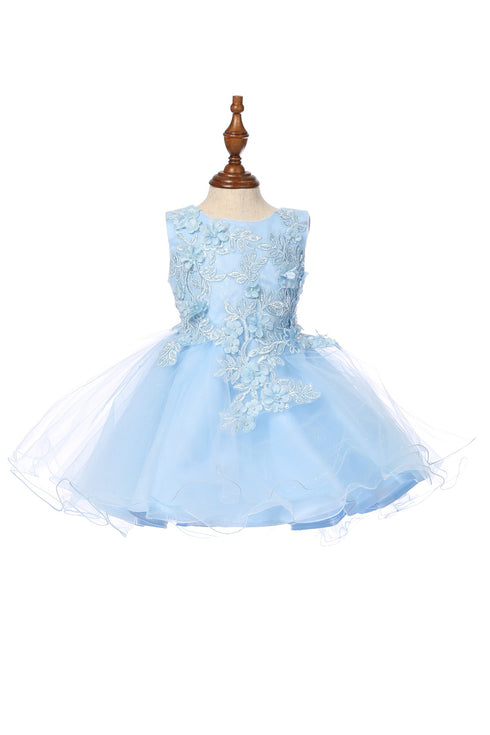 Baby Girls Lace Tulle Dress by Cinderella Couture – 3D Floral Bodice Princess Party Dress 6-24M