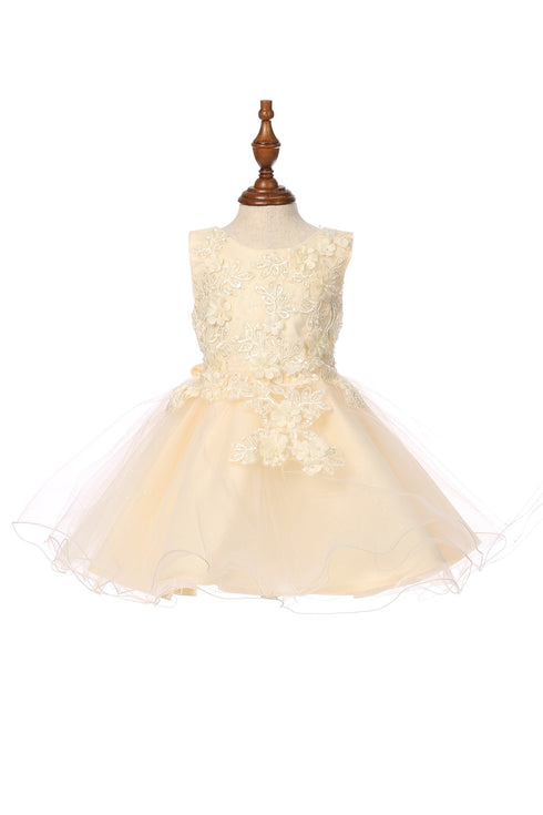 Baby Girls Lace Tulle Dress by Cinderella Couture – 3D Floral Bodice Princess Party Dress 6-24M