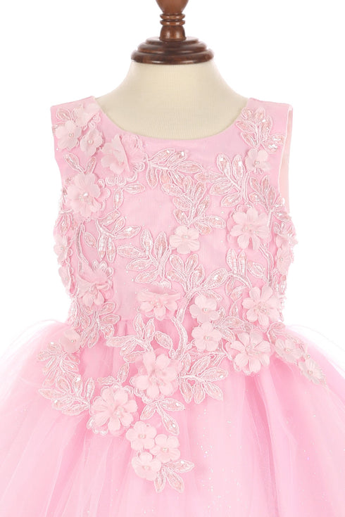 Baby Girls Lace Tulle Dress by Cinderella Couture – 3D Floral Bodice Princess Party Dress 6-24M
