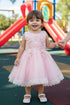 Baby Girls Blush 3D Floral Lace Hem Flower Girl Dress 6-24M