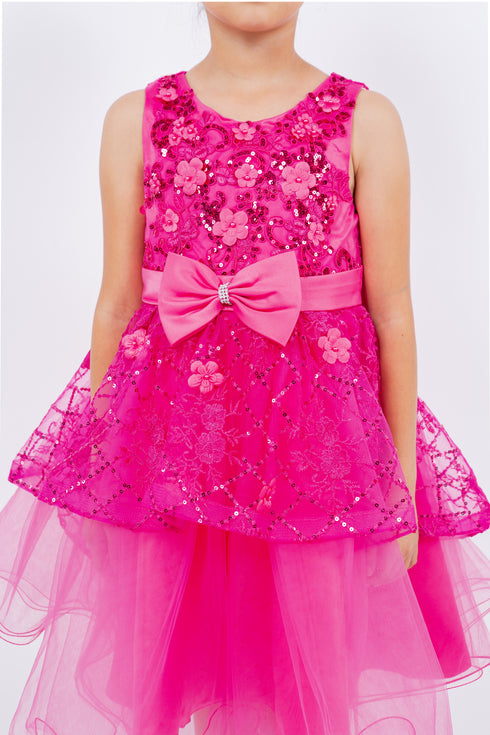 Girls Multi Color Lala & Erina Sequin Ribbon Adorned Flower Girl Dress 2-12