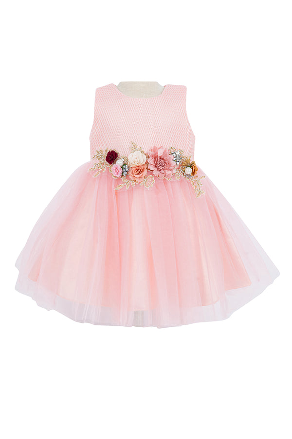 Baby Girls 3D Multi Floral Belt Flower Girl Dress 3-24M - SophiasStyle.com