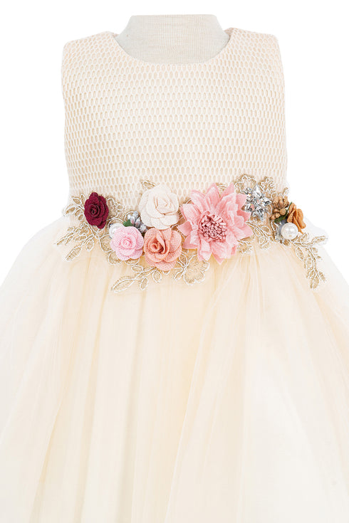 Baby Girls 3D Multi Floral Belt Flower Girl Dress 3-24M - SophiasStyle.com