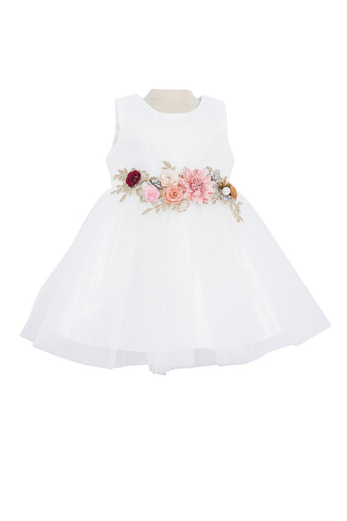 Baby Girls 3D Multi Floral Belt Flower Girl Dress 3-24M - SophiasStyle.com