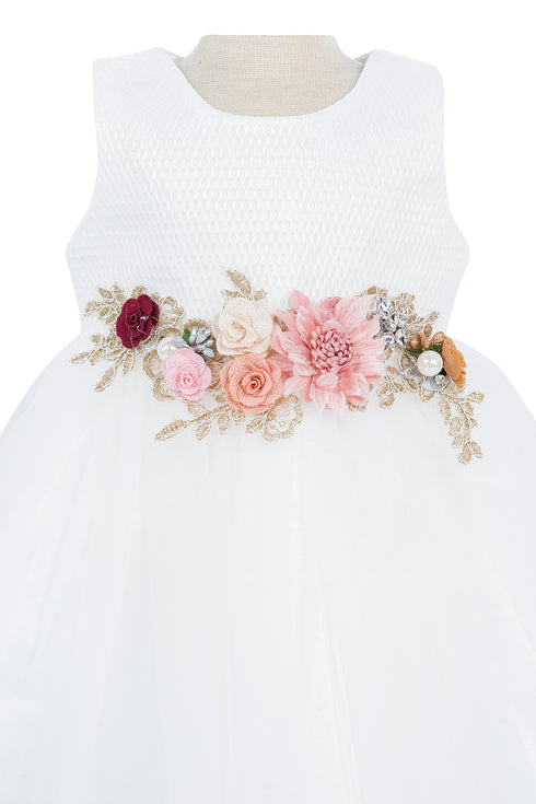 Baby Girls 3D Multi Floral Belt Flower Girl Dress 3-24M - SophiasStyle.com