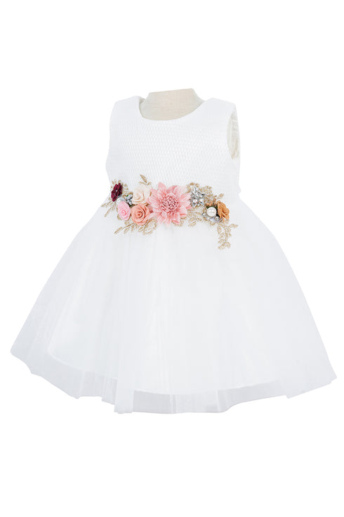 Baby Girls 3D Multi Floral Belt Flower Girl Dress 3-24M - SophiasStyle.com