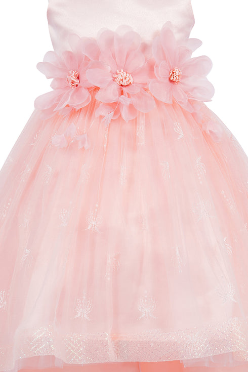 Girls Floral Waist Tapered Embroidered Lace High Low Flower Girl Dress 2-12 - SophiasStyle.com