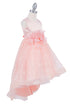 Girls Floral Waist Tapered Embroidered Lace High Low Flower Girl Dress 2-12 - SophiasStyle.com