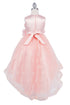 Girls Floral Waist Tapered Embroidered Lace High Low Flower Girl Dress 2-12 - SophiasStyle.com