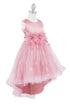 Girls Floral Waist Tapered Embroidered Lace High Low Flower Girl Dress 2-12 - SophiasStyle.com