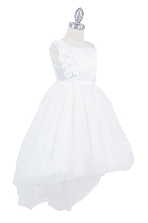 Girls Flower Petals V Back High Low Flower Girl Dress 2-12 - SophiasStyle.com