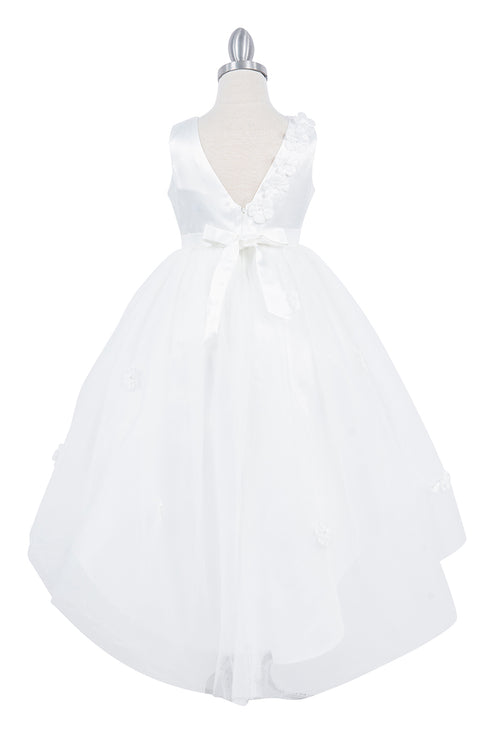 Girls Flower Petals V Back High Low Flower Girl Dress 2-12 - SophiasStyle.com