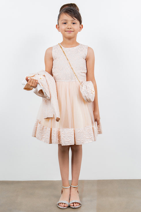 Girls Lala & Erina Multi Color Jacquard Jacket Shoulder Bag 3Pc Dress Outfit