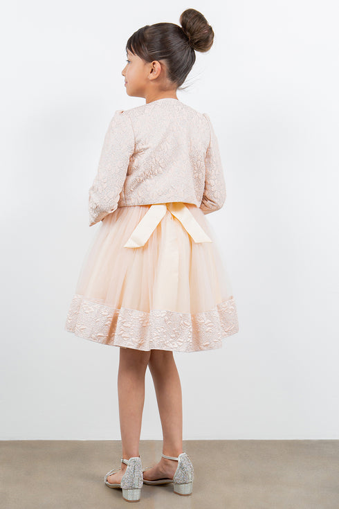 Girls Lala & Erina Multi Color Jacquard Jacket Shoulder Bag 3Pc Dress Outfit