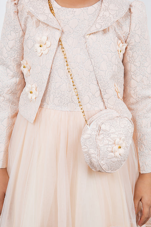 Girls Lala & Erina Multi Color Jacquard Jacket Shoulder Bag 3Pc Dress Outfit