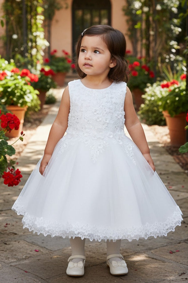 Baby Girls 3D Floral Top Soft Tulle Flower Girl Dress 3-24M