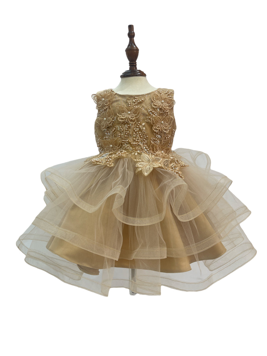 Sequins Tulle Knee-length Baby Girl Dress