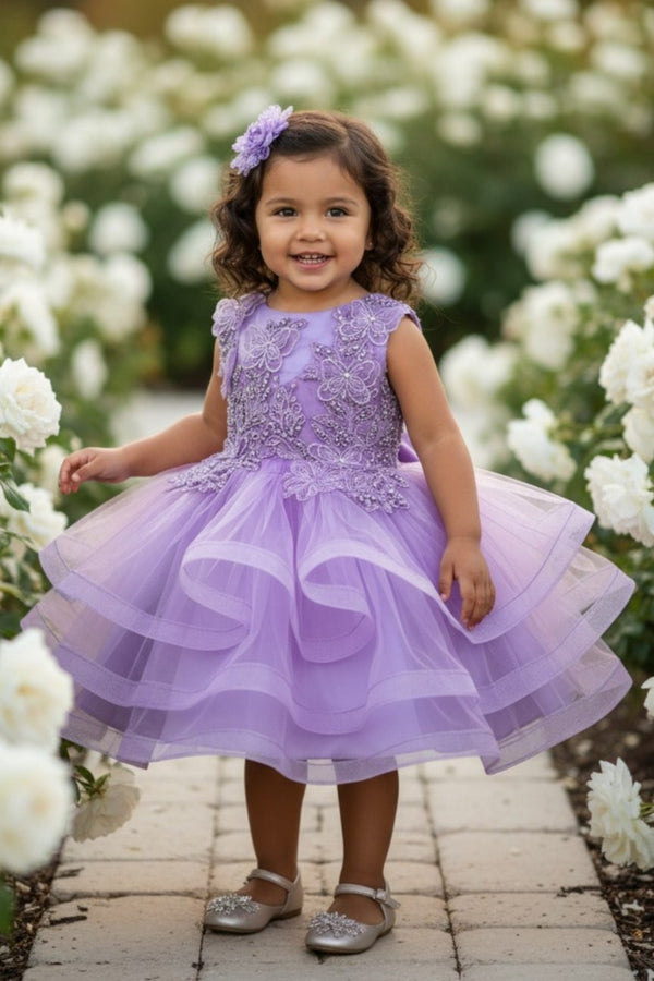 Baby Girls Butterfly Sequin Tulle Layered Skirt Flower Girl Dress 3-24M