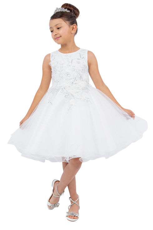 Girls Butterfly Lace Glitter Tulle Flower Girl Dress 2-12