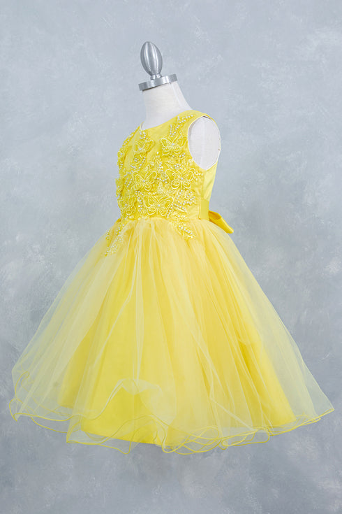 Girls Butterfly Lace Glitter Tulle Flower Girl Dress 2-12