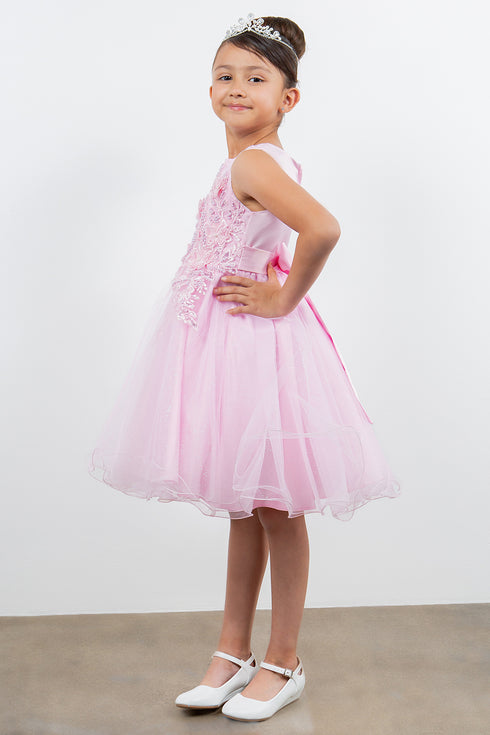 Girls Butterfly Lace Glitter Tulle Flower Girl Dress 2-12