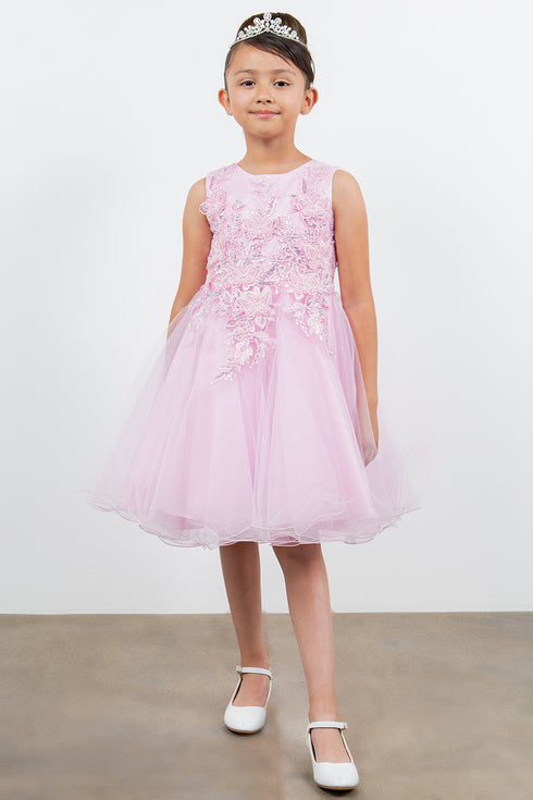 Girls Butterfly Lace Glitter Tulle Flower Girl Dress 2-12